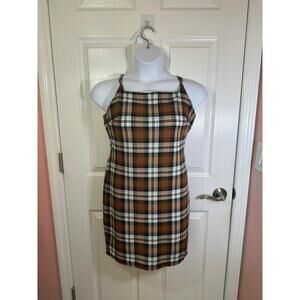 No Boundaries Juniors brow plaid mini dress size 21 XXXL